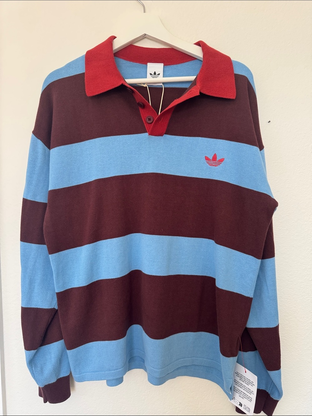 adidas asos Men’s Rugby Polo in Blue, Brown & burnt red Collar